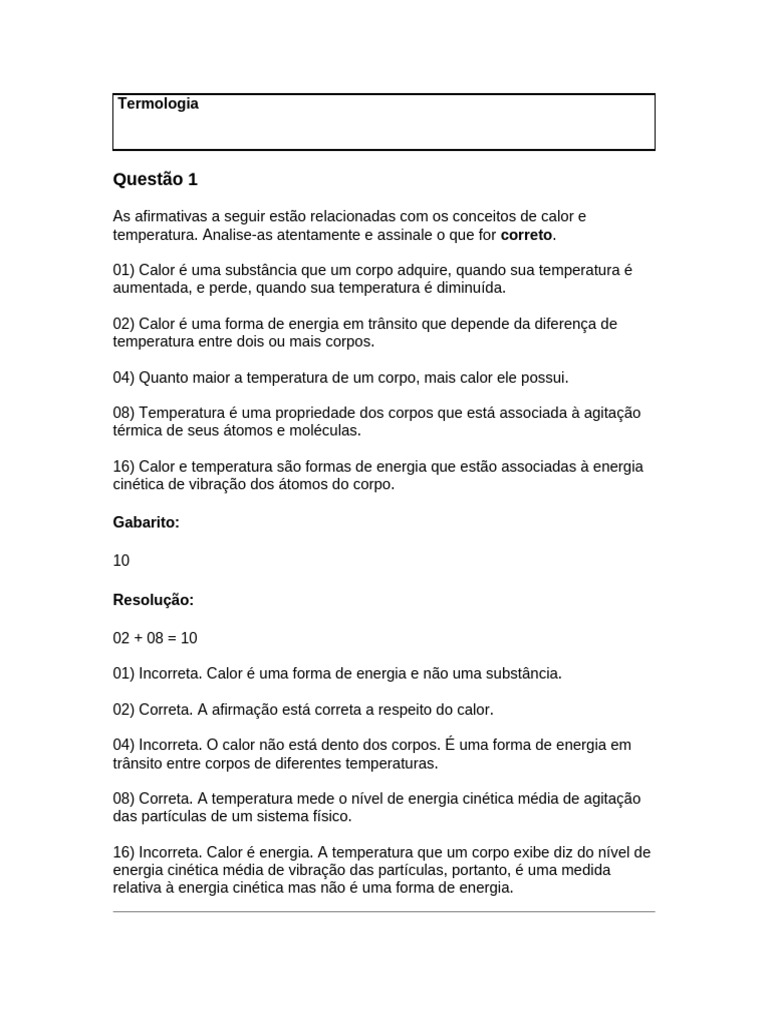 Conceitos de Calor e Temperatura | PDF | Temperatura | Celsius