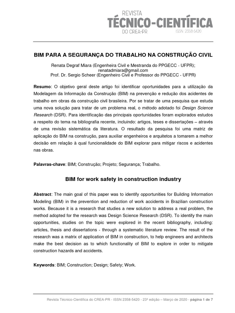 BIM e Segurança no Trabalho na Construção | PDF | BIM | Science