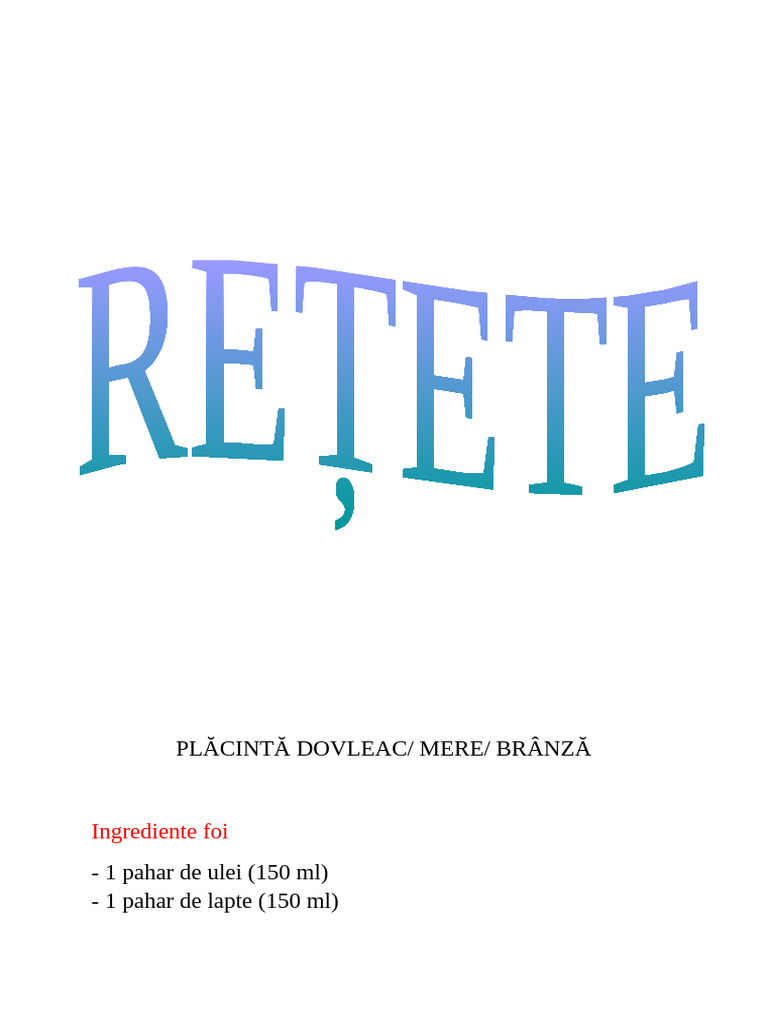 Caiet de Retete | PDF