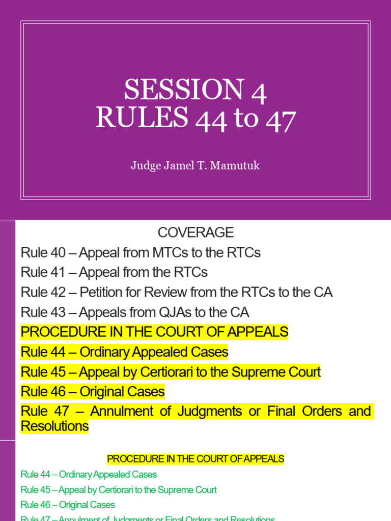 Court of Appeals Procedure Rules 44-55 | PDF | Appeal | Brief (Law)