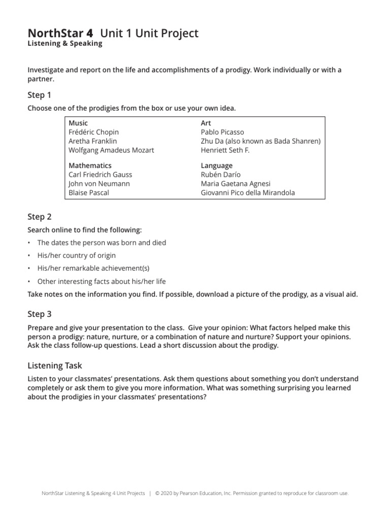 NorthStar 4 Unit Project: Prodigy Research | PDF