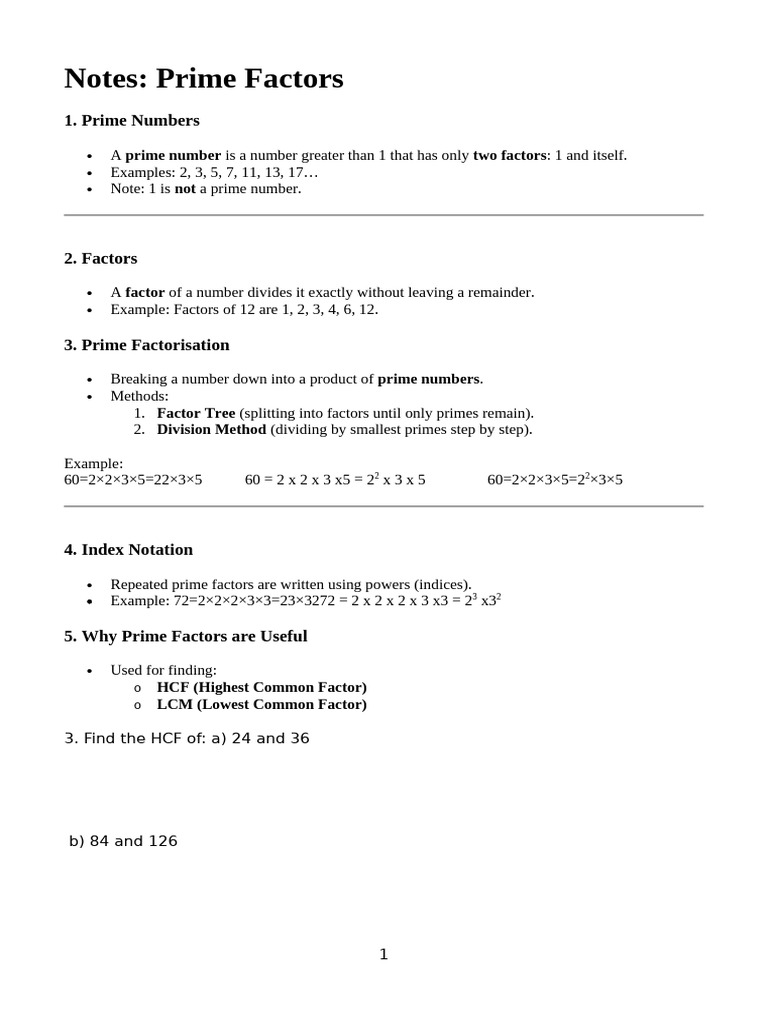 Understanding Prime Factors and Their Uses | PDF | Prime Number ...