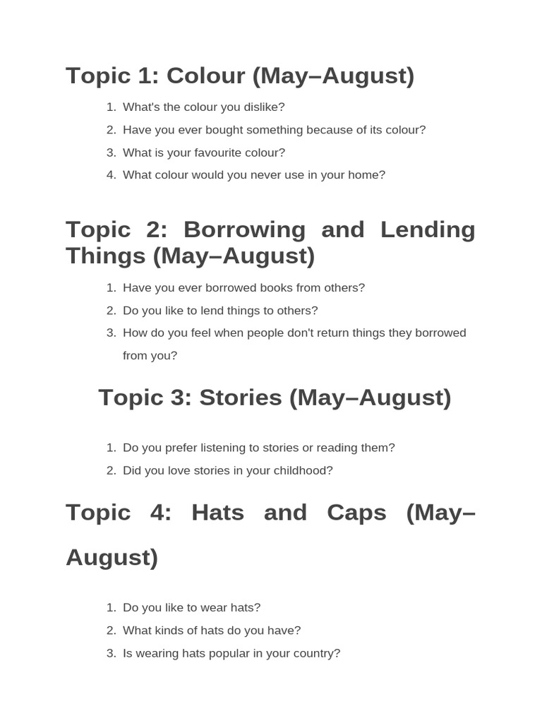 Engaging Topics for Conversation Practice | PDF