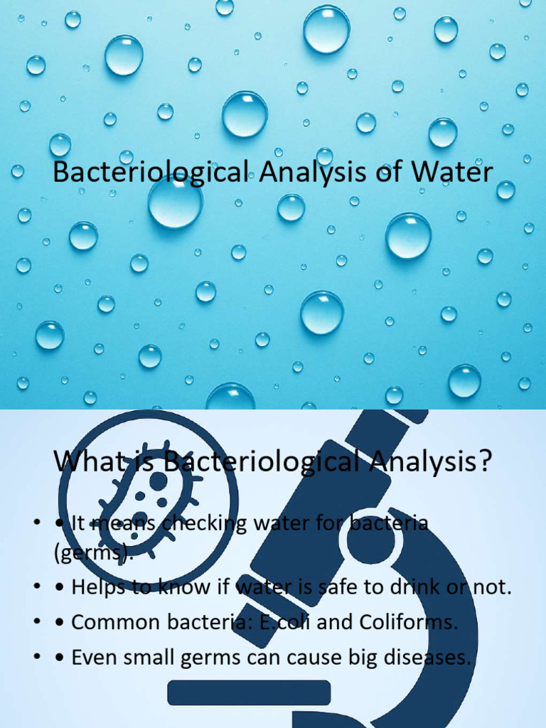 Bacteriological Analysis Water Background | PDF