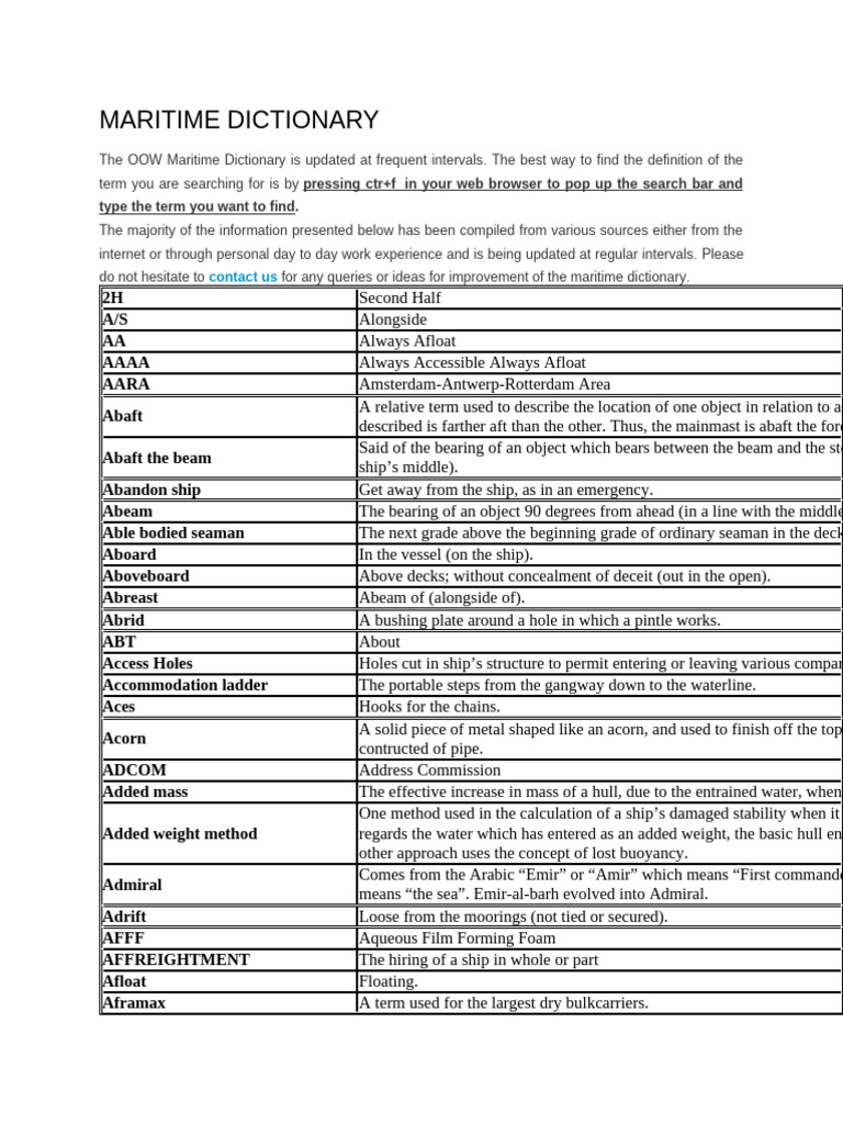 Comprehensive Maritime Dictionary | PDF | Anchor | Stern