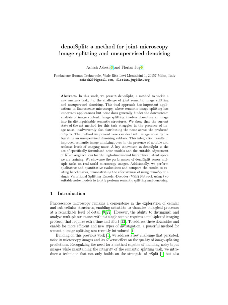 denoiSplit: Joint Image Denoising & Splitting | PDF