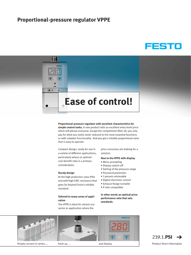 Festo VPPE Proportional Pressure Regulator | PDF | Equipment ...