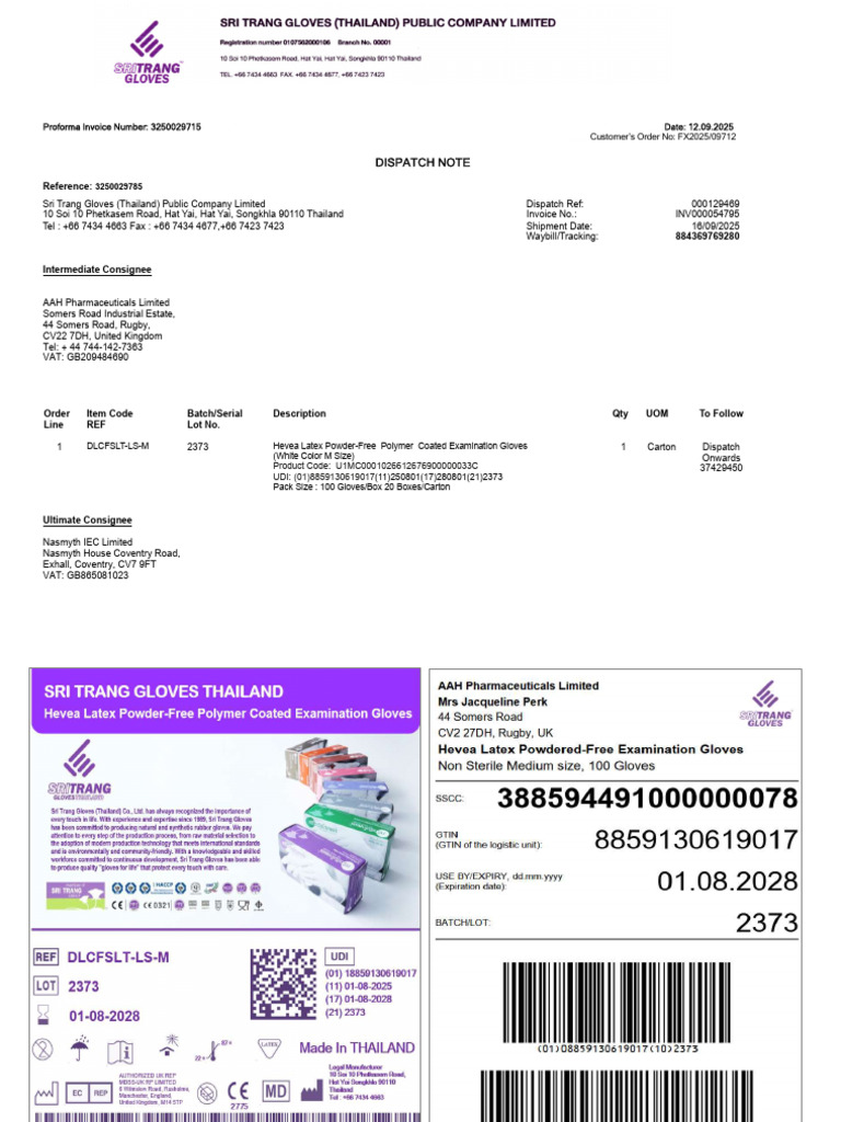 Proforma Invoice and Dispatch Note Details | PDF