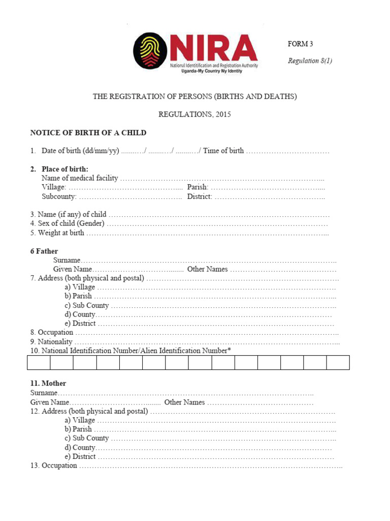 NIRA Birth Notification Form 3 | PDF | Chess Theory | Chess