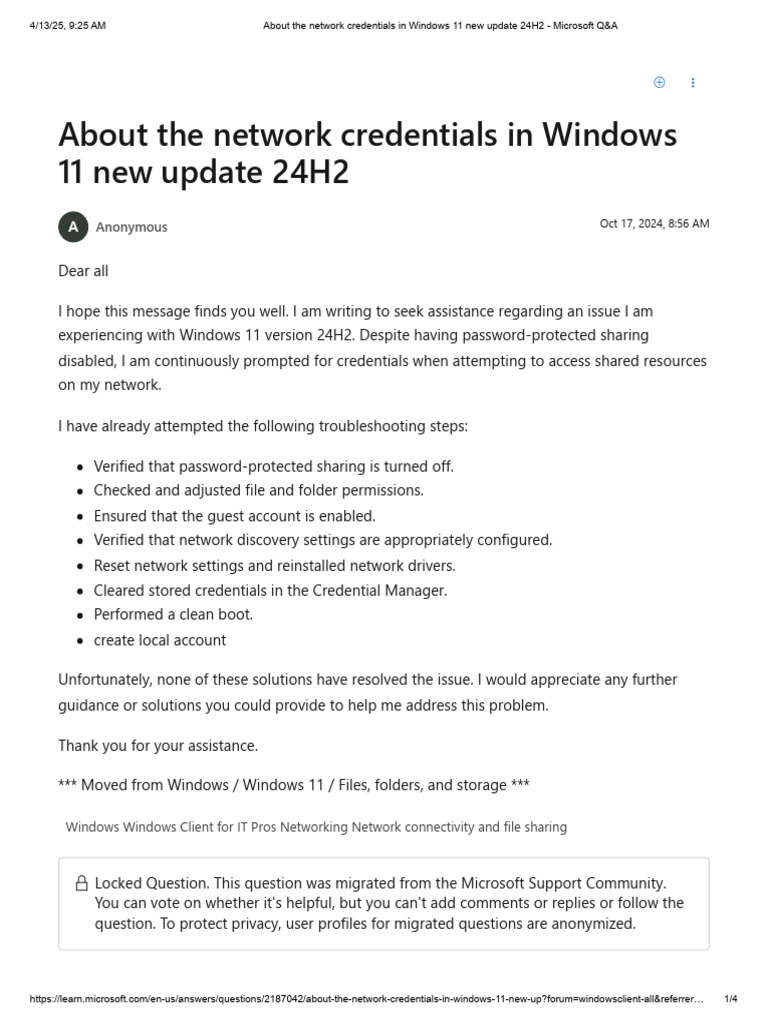 Resolving Windows 11 Network Credentials Issues | PDF | Windows ...