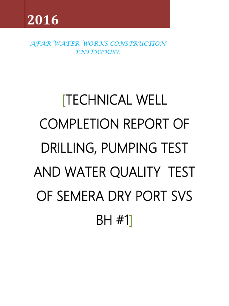 Semera Dry Port BH #1 Well Report | PDF