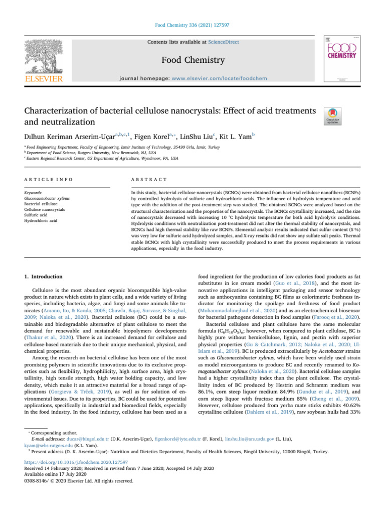 Bacterial Cellulose Nanocrystals Characterization | PDF | Atomic Force ...