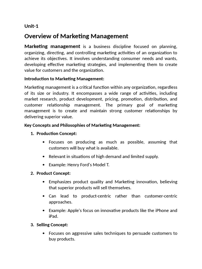 Marketing Management Overview Guide | PDF | Elasticity (Economics) | Demand