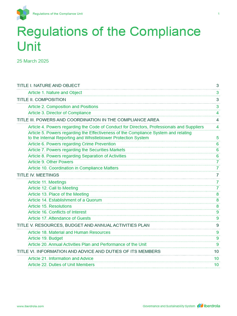 Iberdrola Compliance Unit Regulations | PDF | Regulatory Compliance ...
