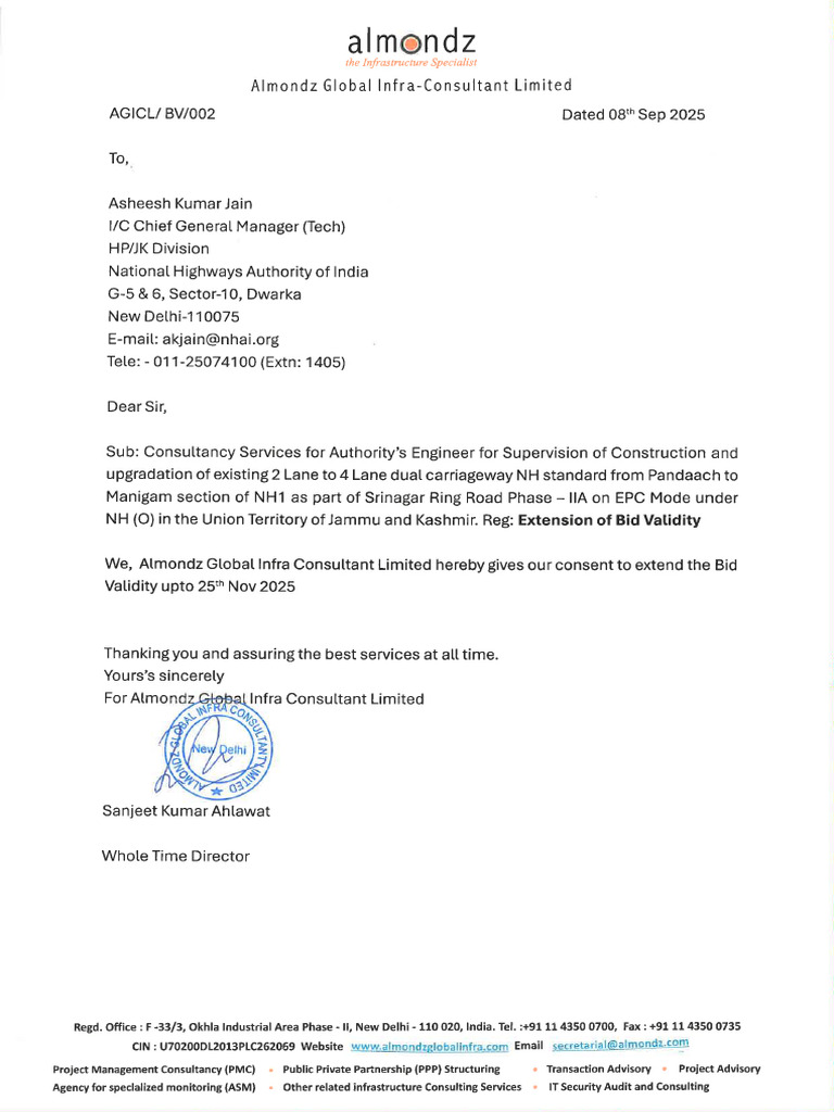 Bid Validity - Letter | PDF