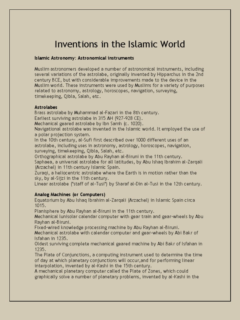Islamic Innovations in Astronomy and Flight | PDF | Clock | Perfume