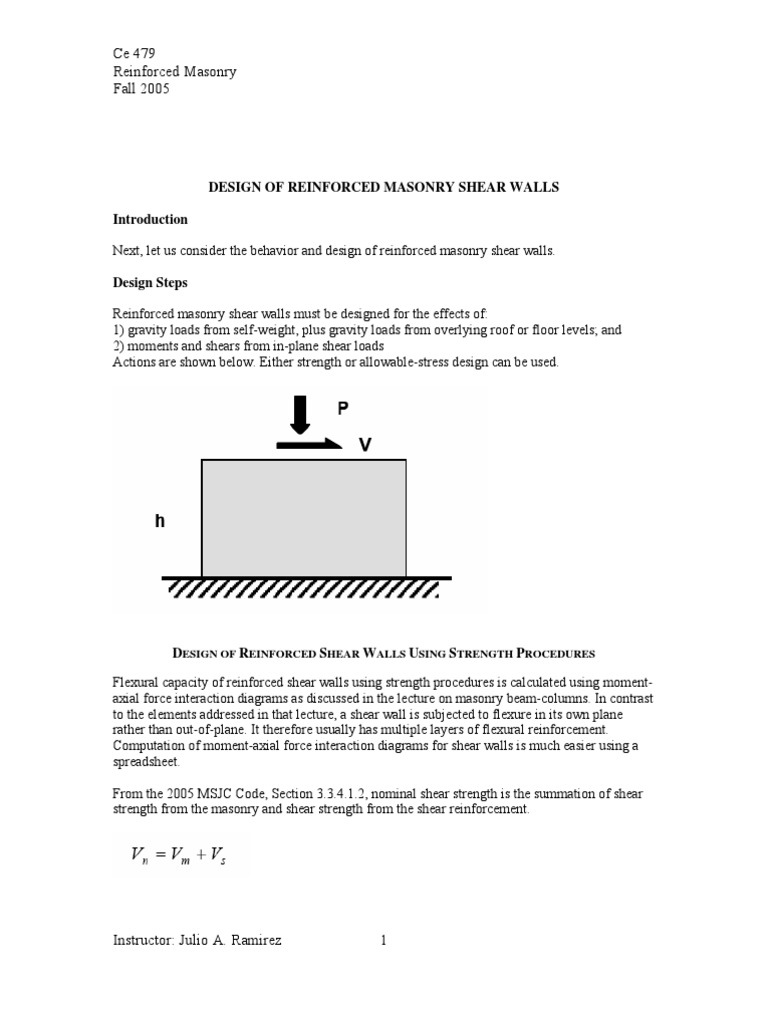 Design of Reinforced Masonry Shear Walls | Strength Of Materials | Masonry