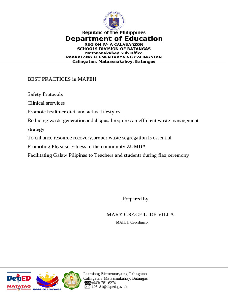 Best Practices Mapeh | PDF