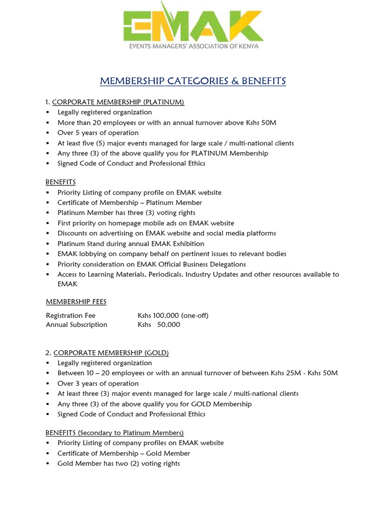 EMAK Corporate Membership Benefits Guide | PDF