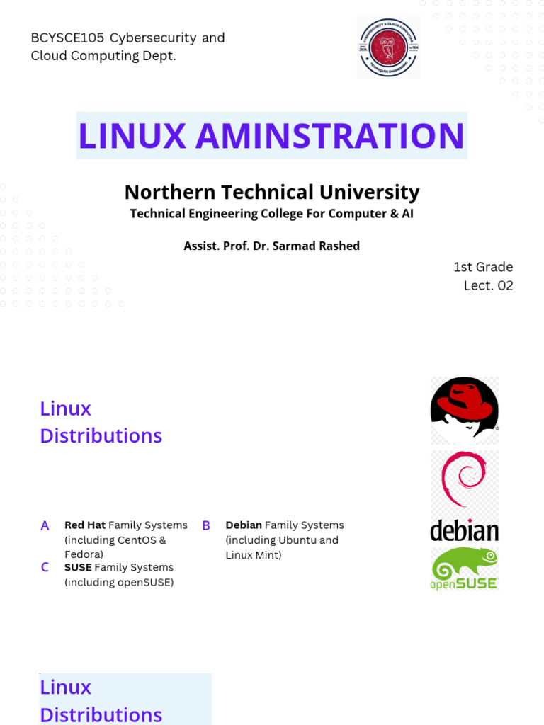 Linux Admistration - Lect 2 - Assist. Prof. Dr. Sarmad | PDF | Linux ...