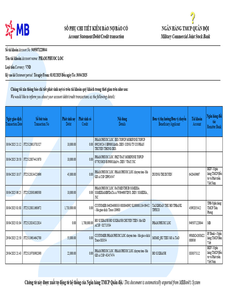Transaction History | PDF