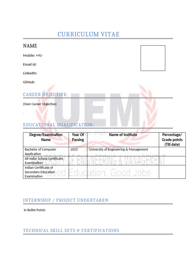 Professional CV for Computer Graduate | PDF