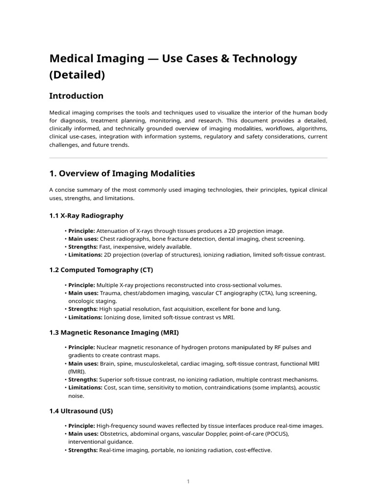Medical Imaging: Technologies & Use Cases | PDF | Medical Imaging ...