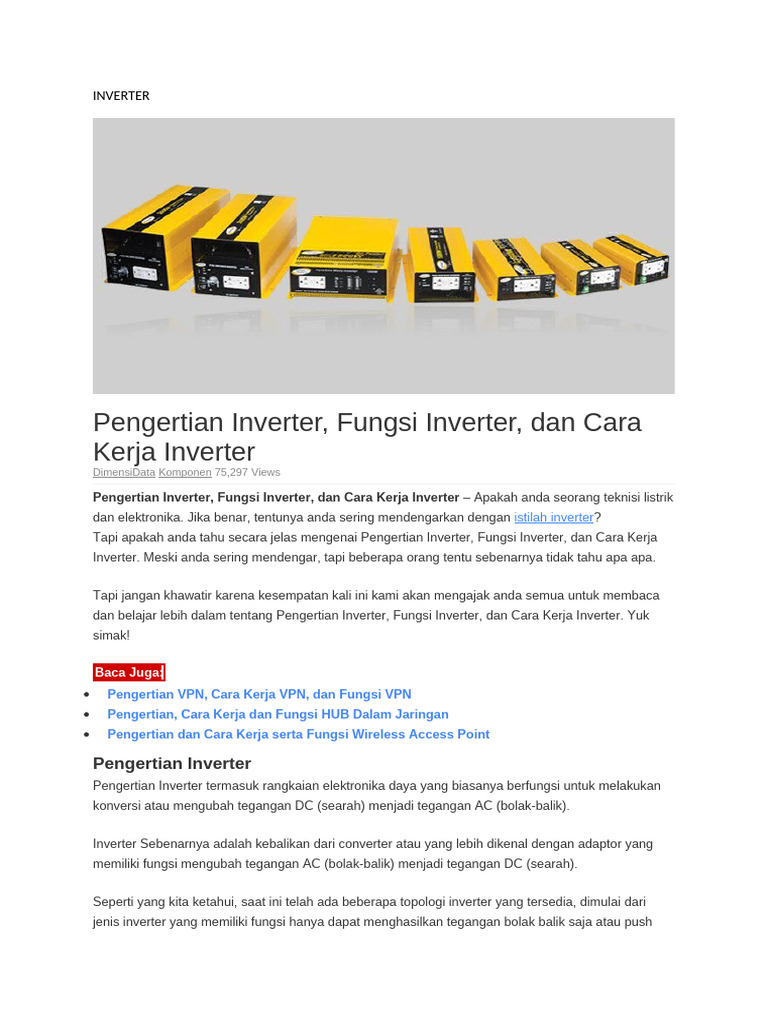 Pengertian dan Fungsi Inverter Elektronik | PDF