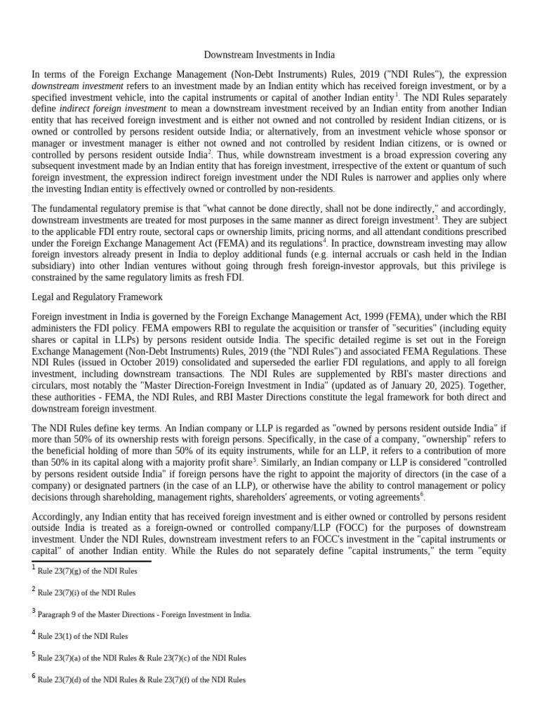 Understanding Downstream Investment in India | PDF | Foreign Direct ...
