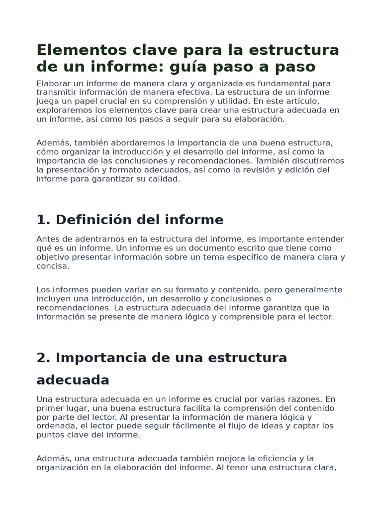 Estructura Clave para Informes Efectivos | PDF | Información | Tipografía