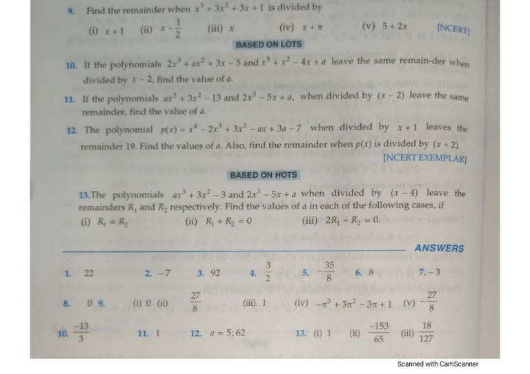 Remainder Theorem Pdf