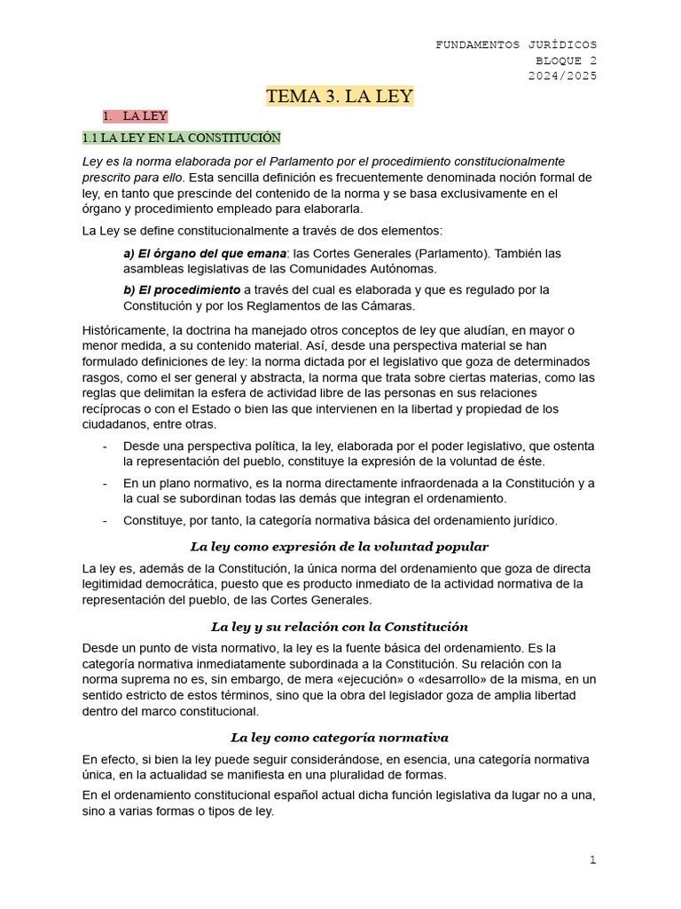Fundamentos de la Ley en la Constitución | PDF | Constitución | Cortes ...