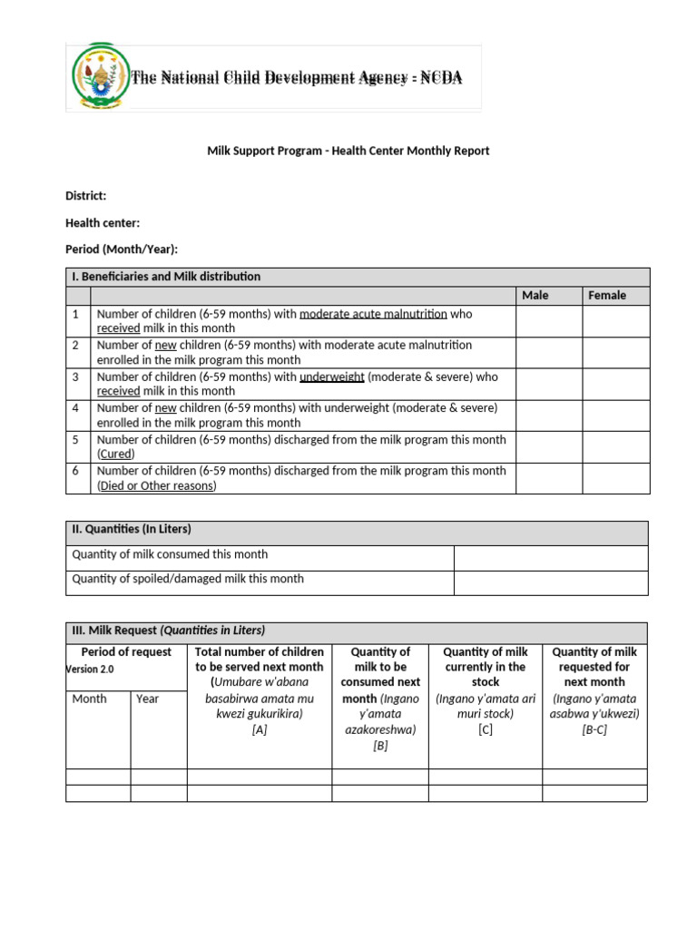 Monthly Milk Program Report 2023 | PDF
