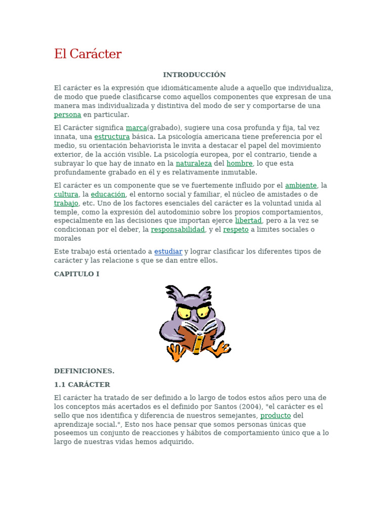 Tipos y Estructura del Carácter Humano | PDF | Comportamiento | Gestión ...