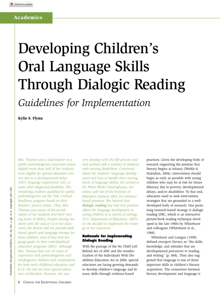 Enhancing Oral Language via Dialogic Reading | PDF | Vocabulary | Teachers