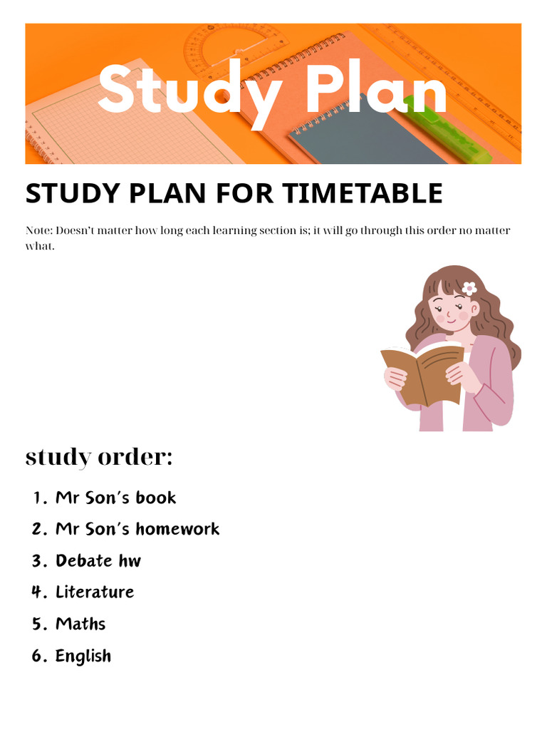Study Plan For Timetable | PDF