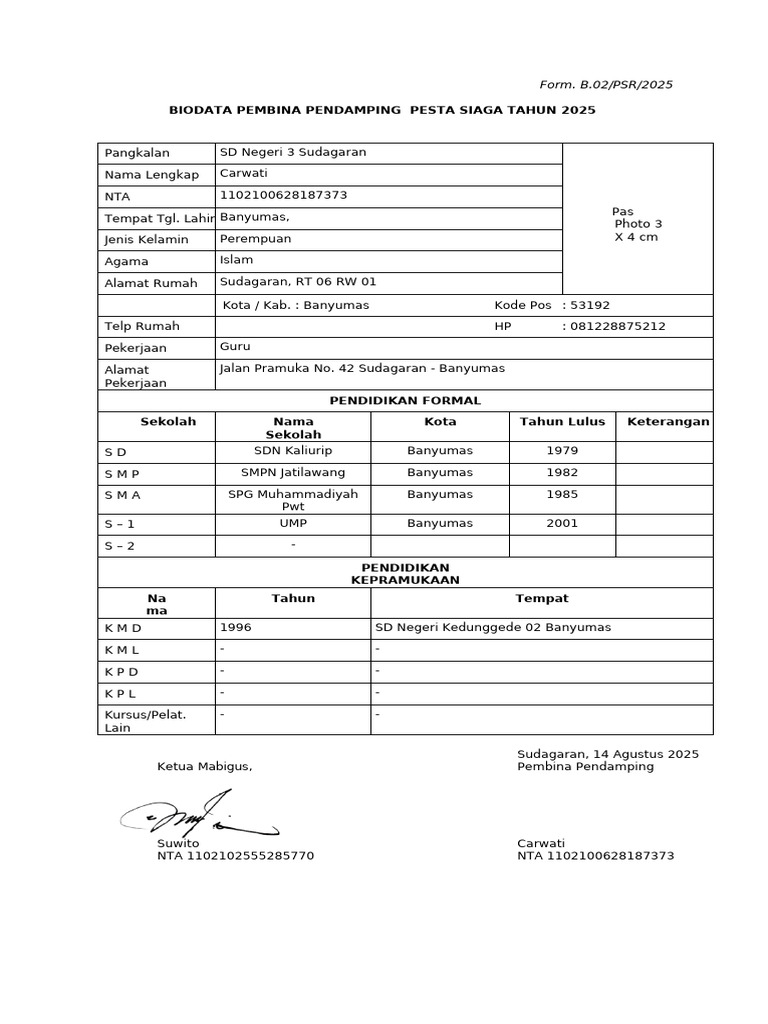 10 Form. B.01-PSR-2025 Dokumentasi Pesta Siaga | PDF