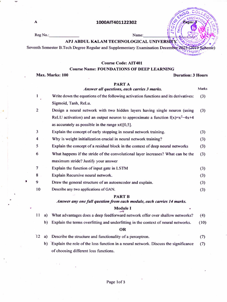 Deep Learning Exam Questions and Concepts | PDF | Computational Science ...
