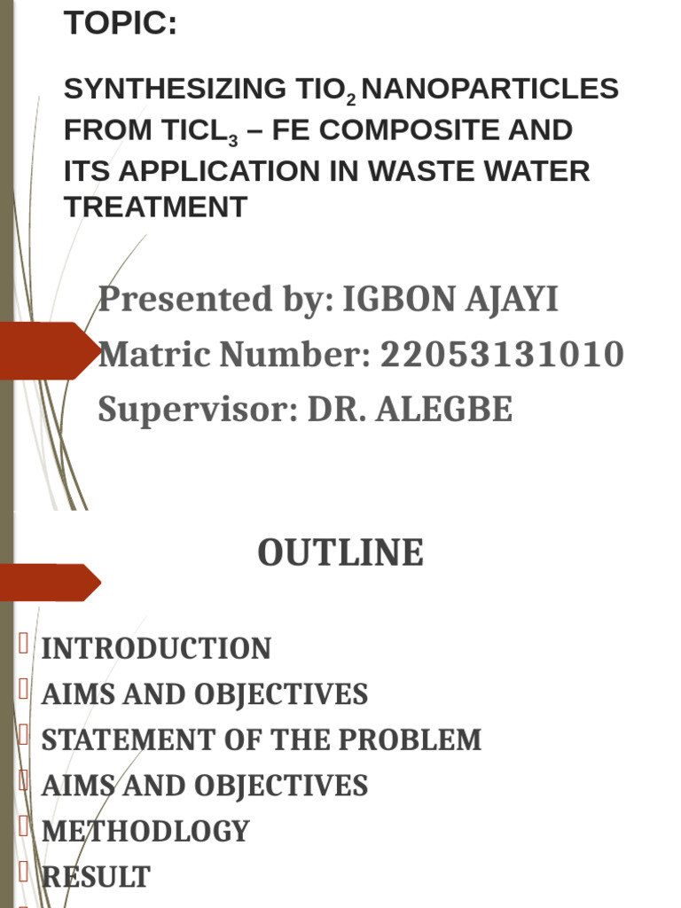 Synthesis of TiO2 Nanoparticles for Wastewater | PDF | Nanoparticle ...