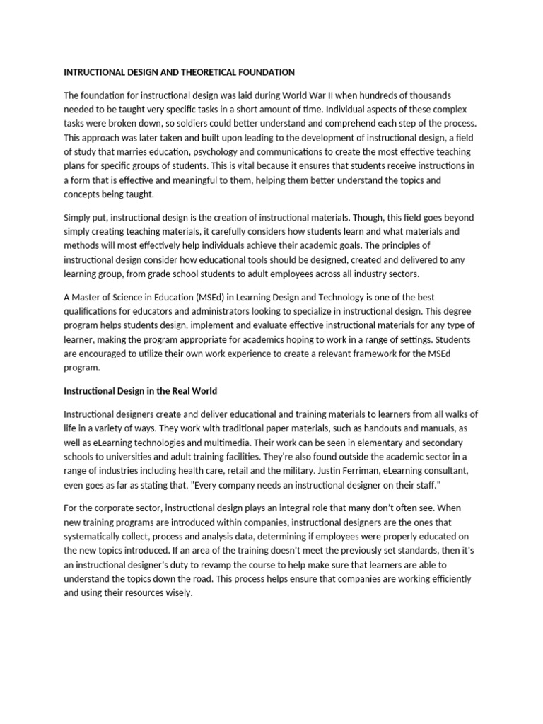 Understanding Instructional Design Principles | PDF | Instructional ...