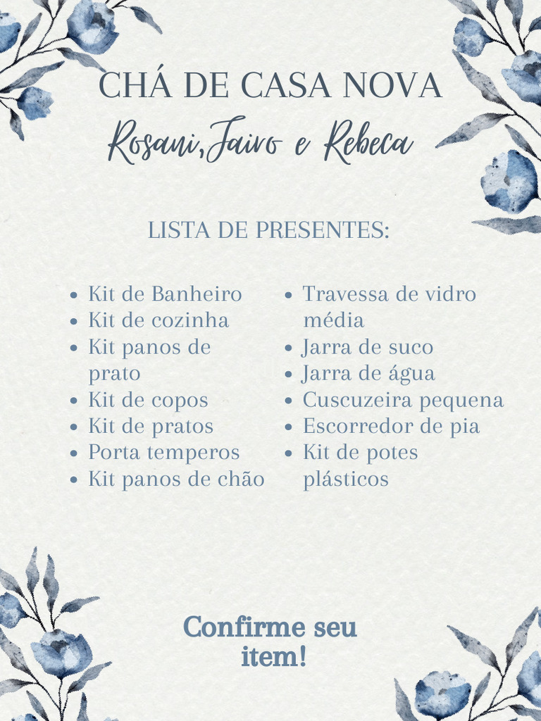 Lista de Presentes para Chá de Casa Nova | PDF