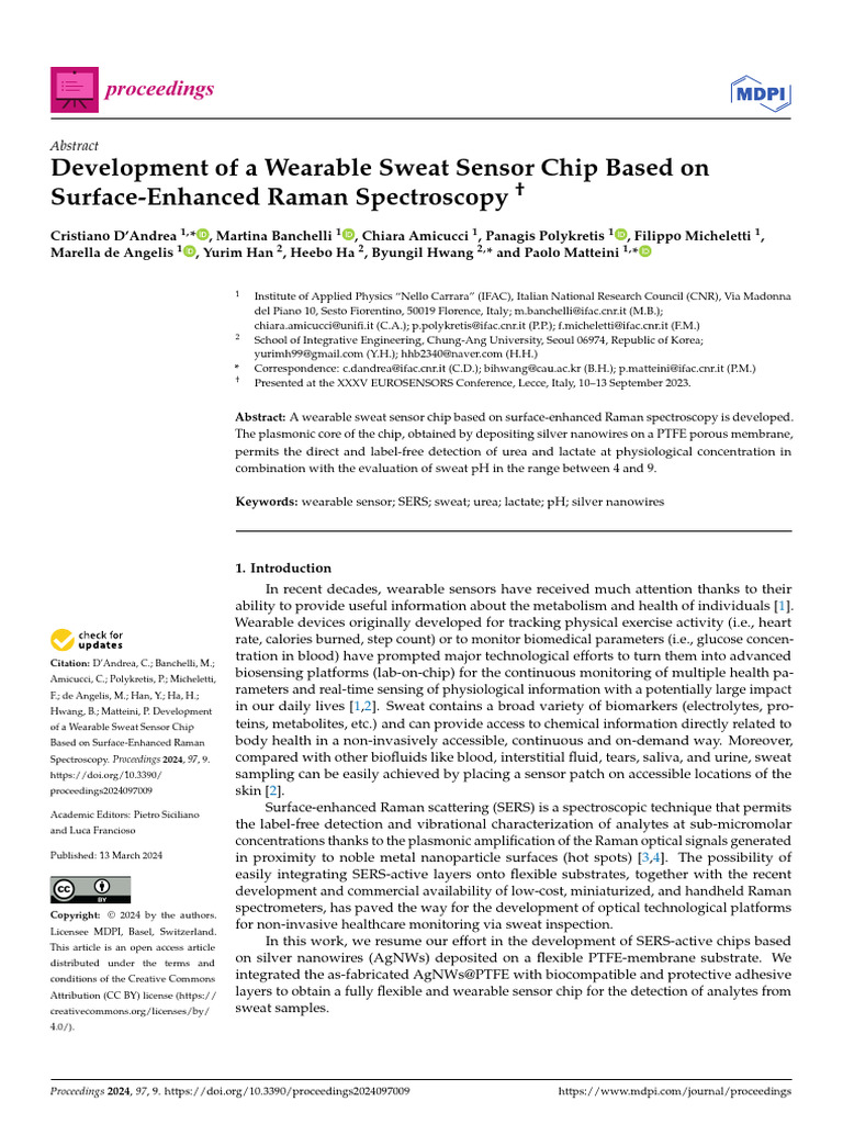 Wearable Sweat Sensor Chip Development | PDF | Physical Sciences ...