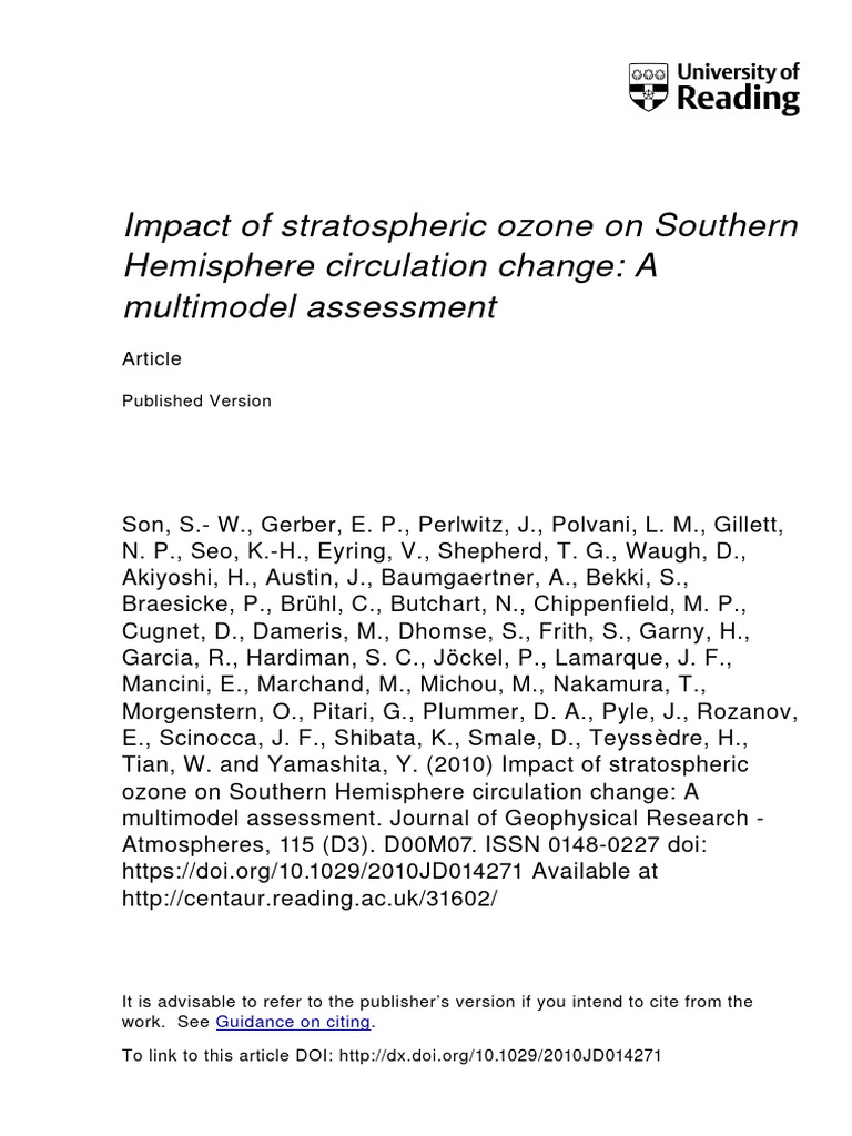 Impact of Stratospheric Ozone On Souther | PDF | Stratosphere | Troposphere