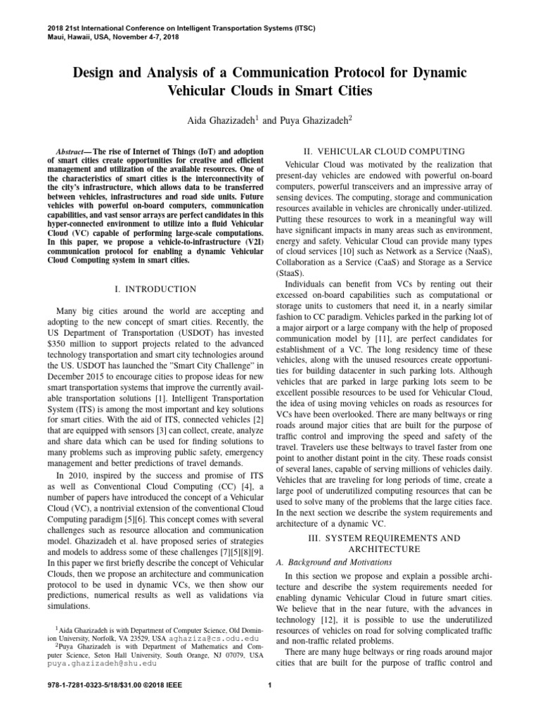 Dynamic V2I Protocol for Vehicular Clouds | PDF | Virtual Machine ...