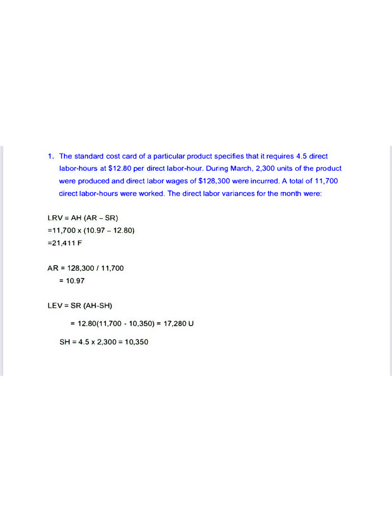 Labor Variance Analysis for Production | PDF