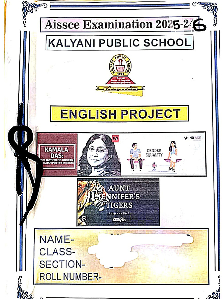 English Project - Class-Xii - Sample of The Cover Page Along With ...