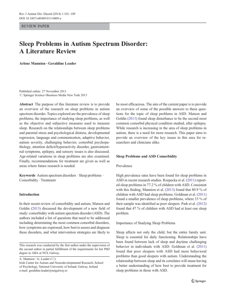 Sleep Issues in Autism Spectrum Disorder | PDF | Autism | Sleep Disorder