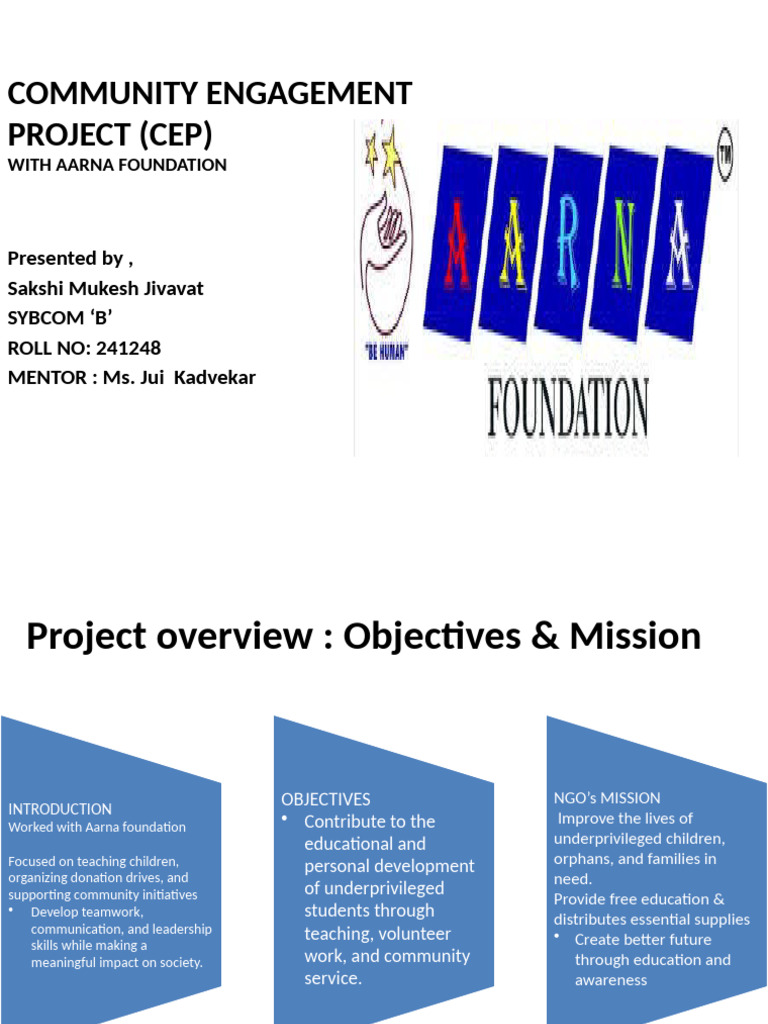 Community Engagement with Aarna Foundation | PDF | Teachers | Cognition