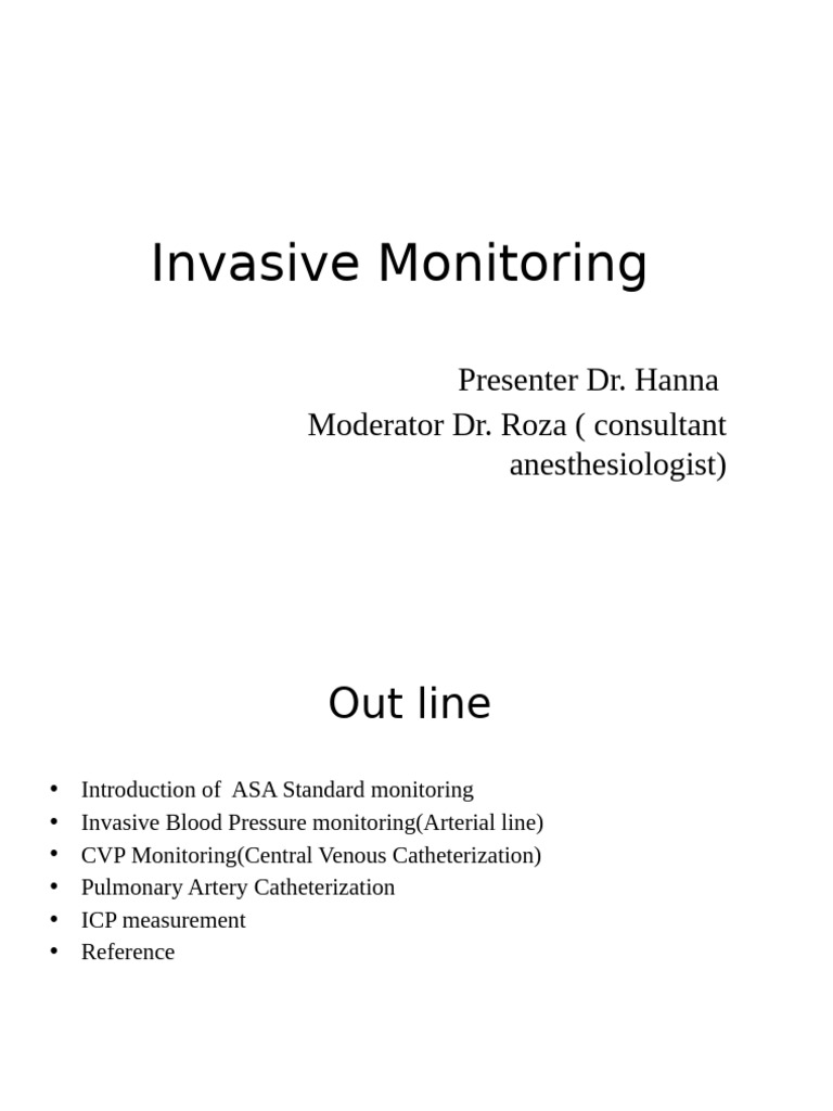 Invasive Monitoring Techniques in Anesthesia | PDF | Blood Pressure | Vein