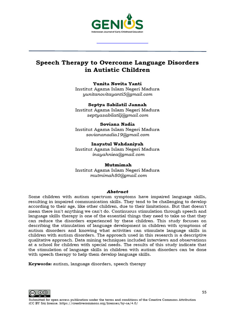 Speech Therapy for Autistic Language Skills | PDF | Autism | Mental ...